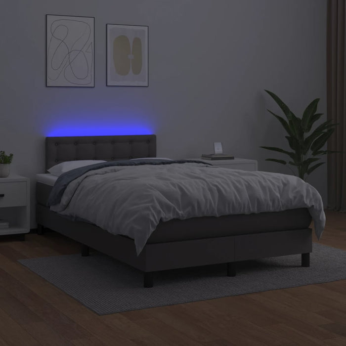 Pat cu arcuri, saltea și LED, gri, 120x200 cm, piele ecologică - WALTI WALTI