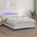 Pat cu arcuri, cu saltea & LED, alb, 140x190 cm, piele eco - WALTI WALTI