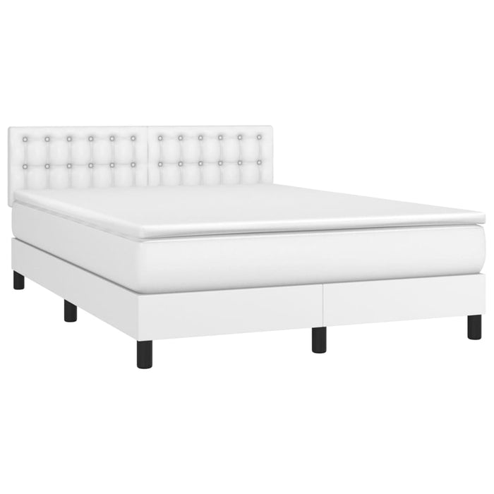 Pat cu arcuri, saltea și LED, alb, 140x200 cm, piele eco WALTI