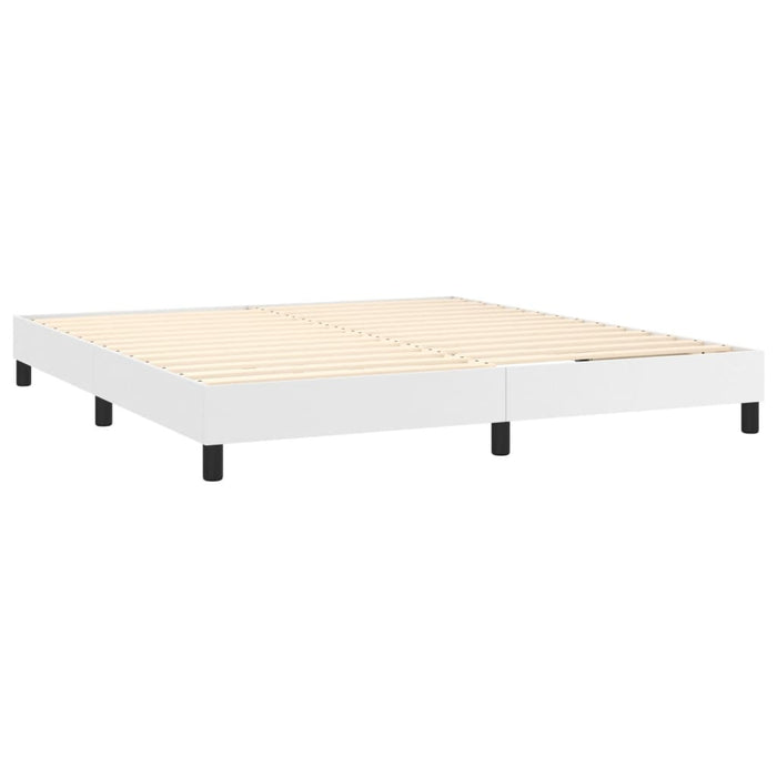 Pat cu arcuri, saltea și LED, alb, 160x200 cm, piele ecologică - WALTI WALTI