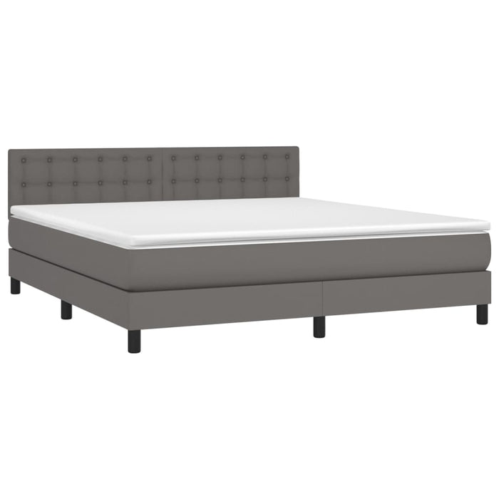 Pat cu arcuri, saltea și LED, gri, 160x200 cm, piele ecologică WALTI