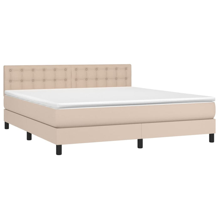 Pat cu arcuri, cu saltea și LED cappuccino 180x200 cm piele eco - WALTI WALTI