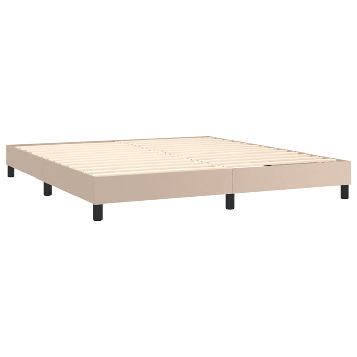 Pat cu arcuri, cu saltea și LED cappuccino 180x200 cm piele eco - WALTI WALTI