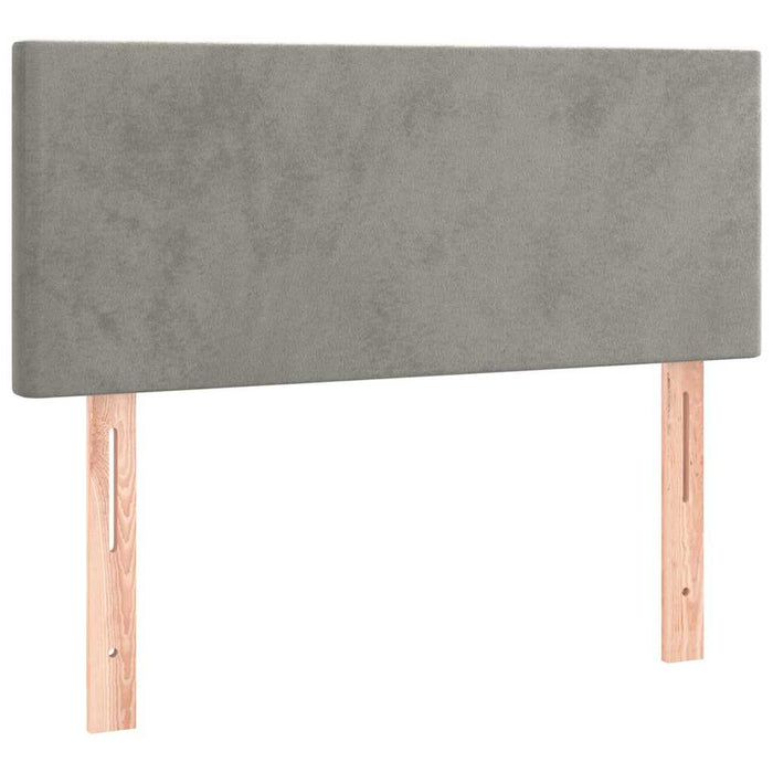 Pat continental cu saltea & LED, gri deschis, 80x200 cm catifea WALTI