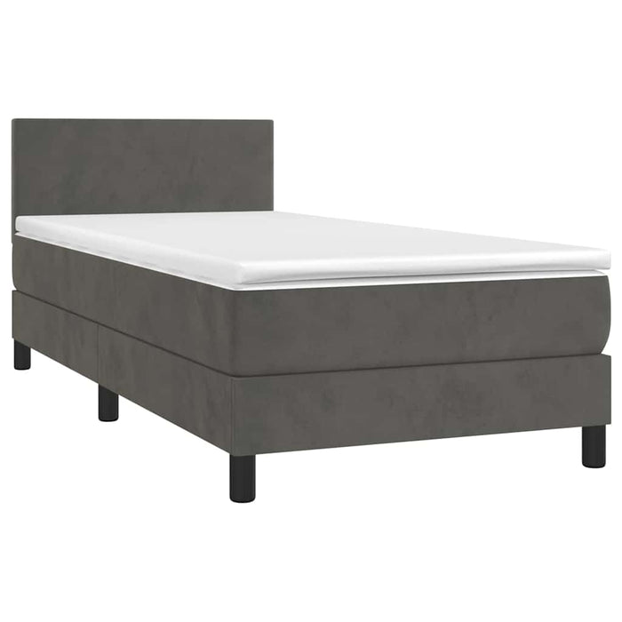 Pat continental cu saltea și LED, gri închis, 80x200 cm catifea - WALTI WALTI