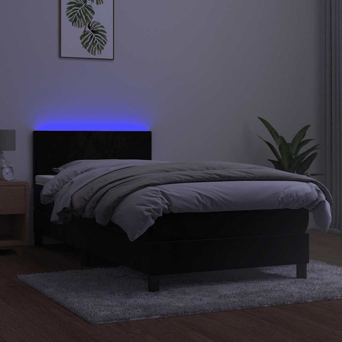 Pat continental cu saltea și LED, negru, 80x200 cm, catifea - WALTI WALTI
