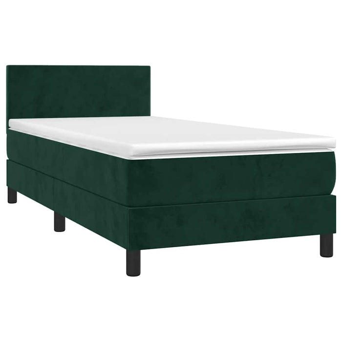 Pat continental cu saltea și LED verde închis 80x200 cm catifea - WALTI WALTI
