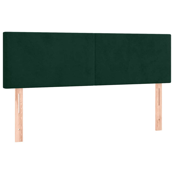 Pat cu arcuri, saltea și LED, verde închis, 140x190 cm, catifea WALTI