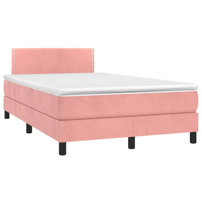 Pat continental cu saltea & LED, roz, 120x200 cm, catifea - WALTI WALTI