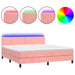 Pat continental cu saltea & LED, roz, 180x200 cm, catifea - WALTI WALTI