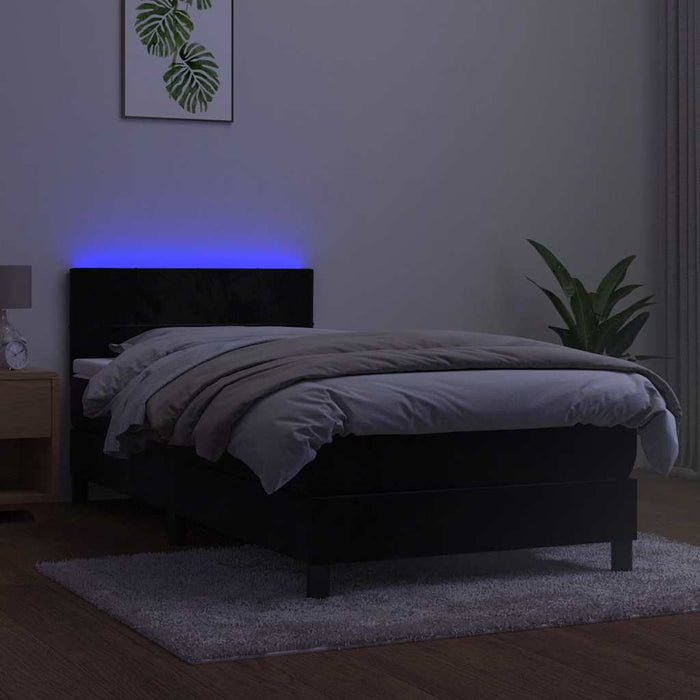Pat continental cu saltea și LED, negru, 80x200 cm, catifea - WALTI WALTI