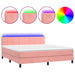Pat continental cu saltea & LED, roz, 120x200 cm, catifea - WALTI WALTI