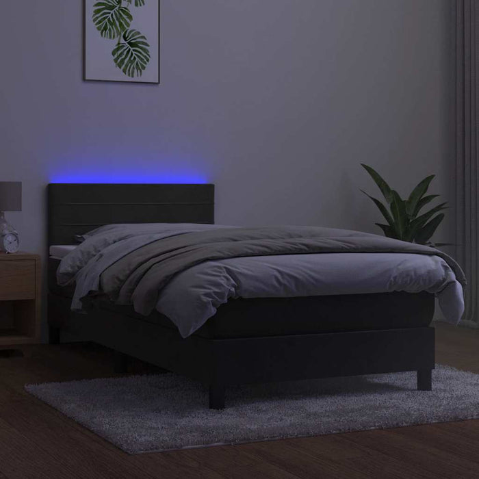 Pat continental cu saltea și LED, gri închis, 80x200 cm catifea - WALTI WALTI