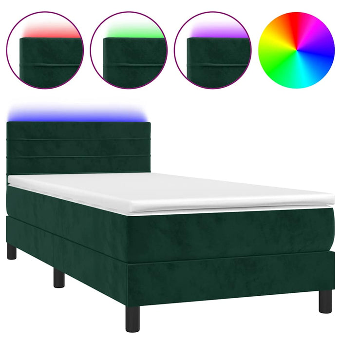 Pat continental cu saltea și LED verde închis 80x200 cm catifea - WALTI WALTI
