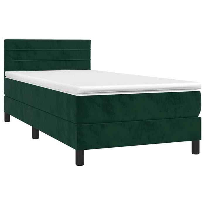 Pat continental cu saltea și LED verde închis 80x200 cm catifea - WALTI WALTI