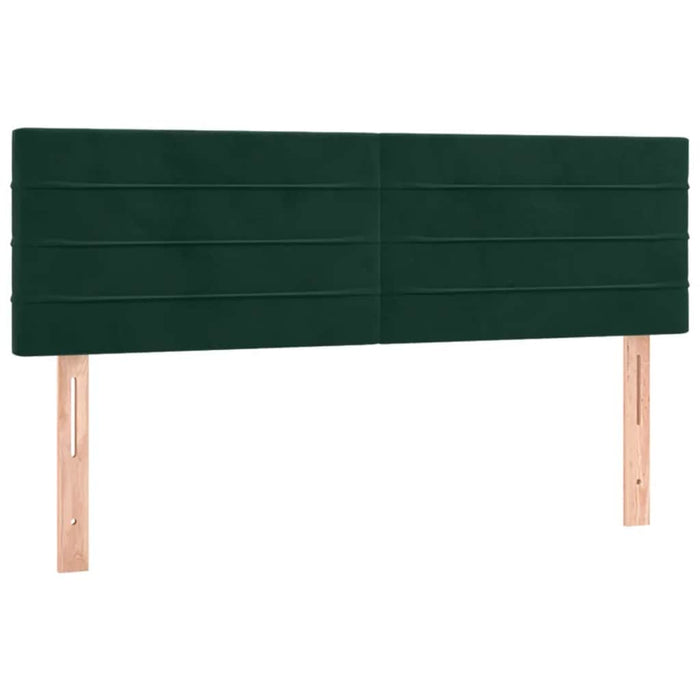 Pat cu arcuri, saltea și LED, verde închis, 140x200 cm, catifea WALTI