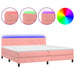 Pat continental cu saltea & LED, roz, 200x200 cm, catifea - WALTI WALTI