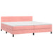 Pat continental cu saltea & LED, roz, 200x200 cm, catifea - WALTI WALTI
