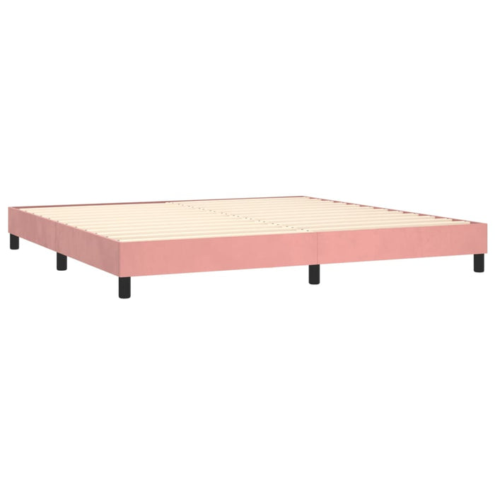 Pat continental cu saltea & LED, roz, 200x200 cm, catifea - WALTI WALTI