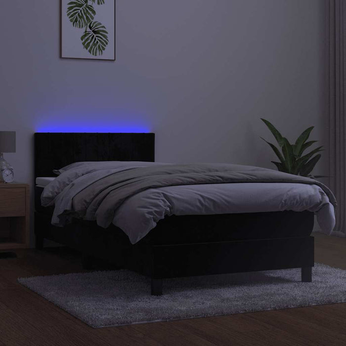Pat continental cu saltea și LED, negru, 80x200 cm, catifea - WALTI WALTI