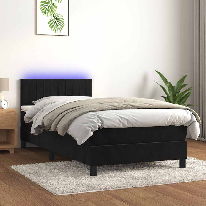 Pat continental cu saltea și LED, negru, 80x200 cm, catifea - WALTI WALTI