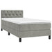Pat continental cu saltea & LED, gri deschis, 80x200 cm catifea - WALTI WALTI