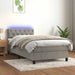 Pat continental cu saltea & LED, gri deschis, 80x200 cm catifea - WALTI WALTI