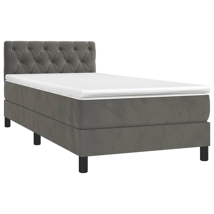 Pat continental cu saltea și LED, gri închis, 80x200 cm catifea - WALTI WALTI