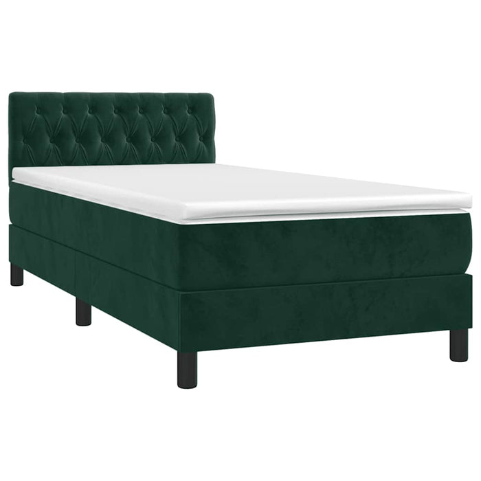 Pat continental cu saltea și LED verde închis 80x200 cm catifea - WALTI WALTI