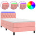 Pat continental cu saltea & LED, roz, 80x200 cm, catifea - WALTI WALTI