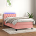 Pat continental cu saltea & LED, roz, 80x200 cm, catifea - WALTI WALTI