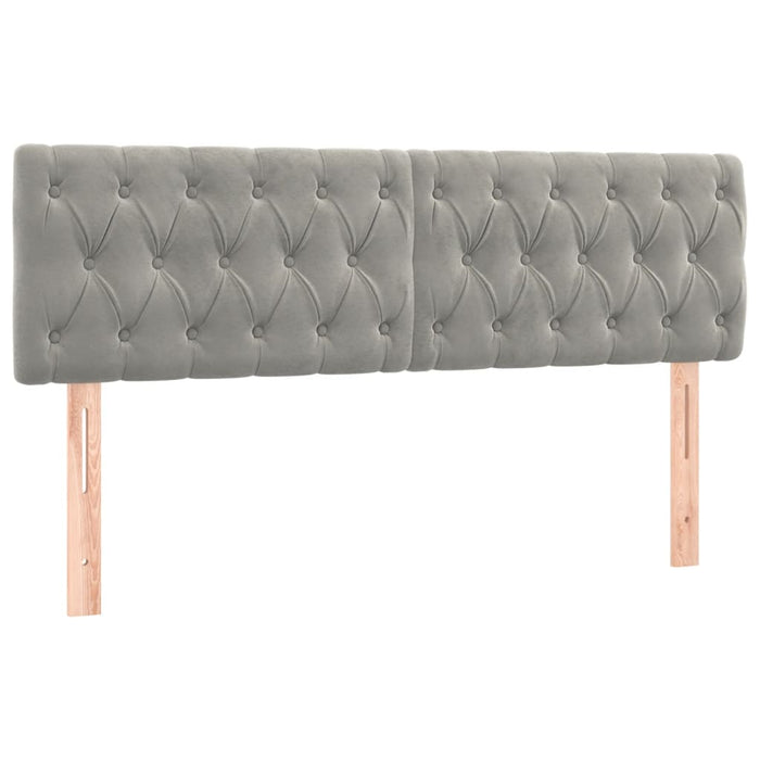 Pat continental cu saltea și LED gri deschis 140x190 cm catifea - WALTI WALTI