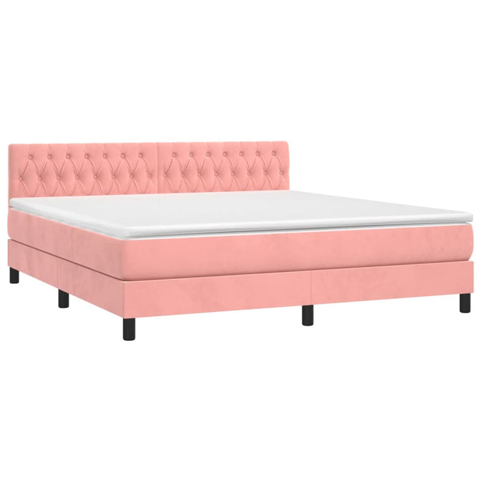 Pat continental cu saltea & LED, roz, 180x200 cm, catifea - WALTI WALTI