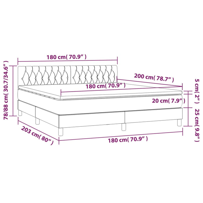 Pat continental cu saltea & LED, roz, 180x200 cm, catifea - WALTI WALTI
