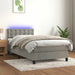 Pat continental cu saltea & LED, gri deschis, 80x200 cm catifea - WALTI WALTI