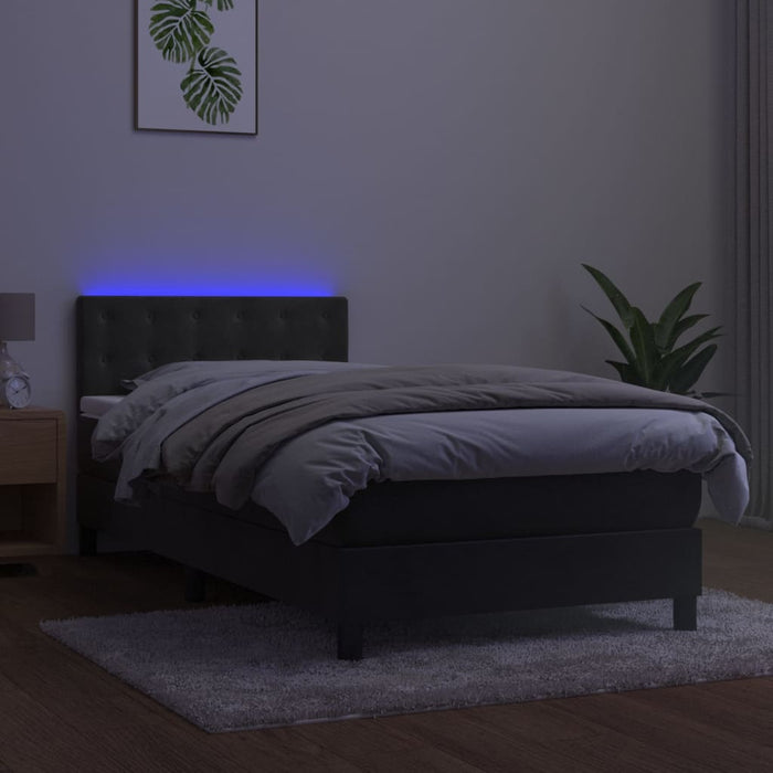 Pat continental cu saltea și LED, gri închis, 80x200 cm catifea - WALTI WALTI