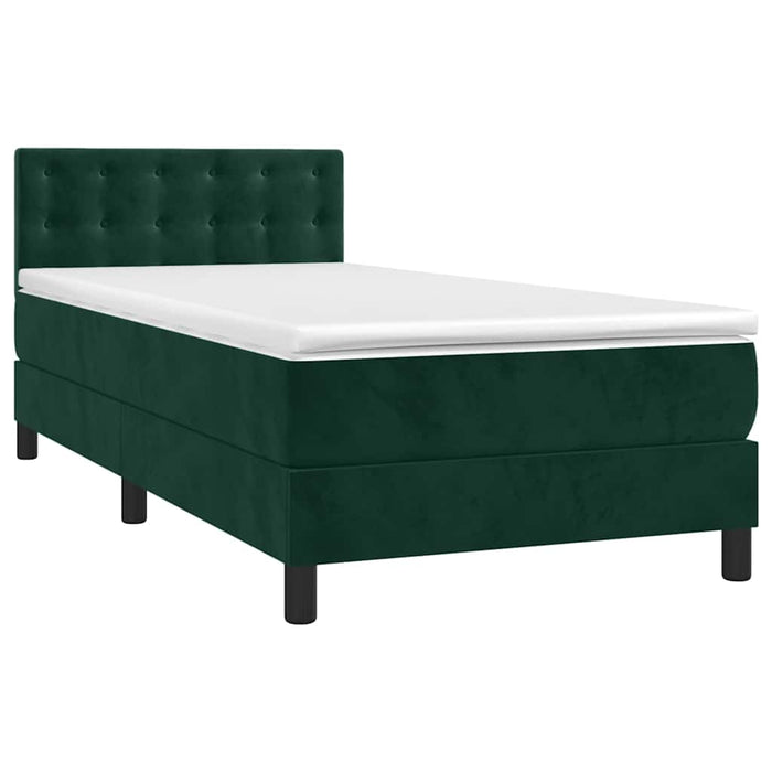 Pat continental cu saltea și LED verde închis 80x200 cm catifea - WALTI WALTI
