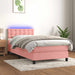 Pat continental cu saltea & LED, roz, 80x200 cm, catifea - WALTI WALTI