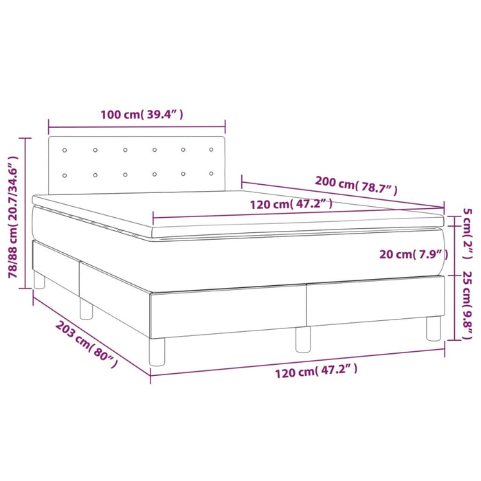 Pat continental cu saltea & LED, roz, 120x200 cm, catifea - WALTI WALTI