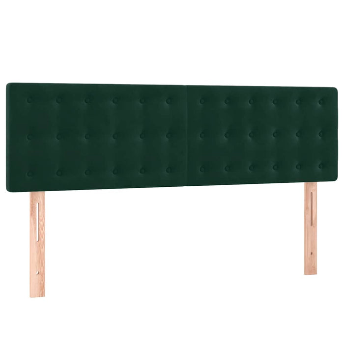 Pat cu arcuri, saltea și LED, verde închis, 140x190 cm, catifea WALTI