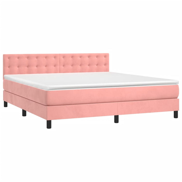 Pat continental cu saltea & LED, roz, 180x200 cm, catifea - WALTI WALTI