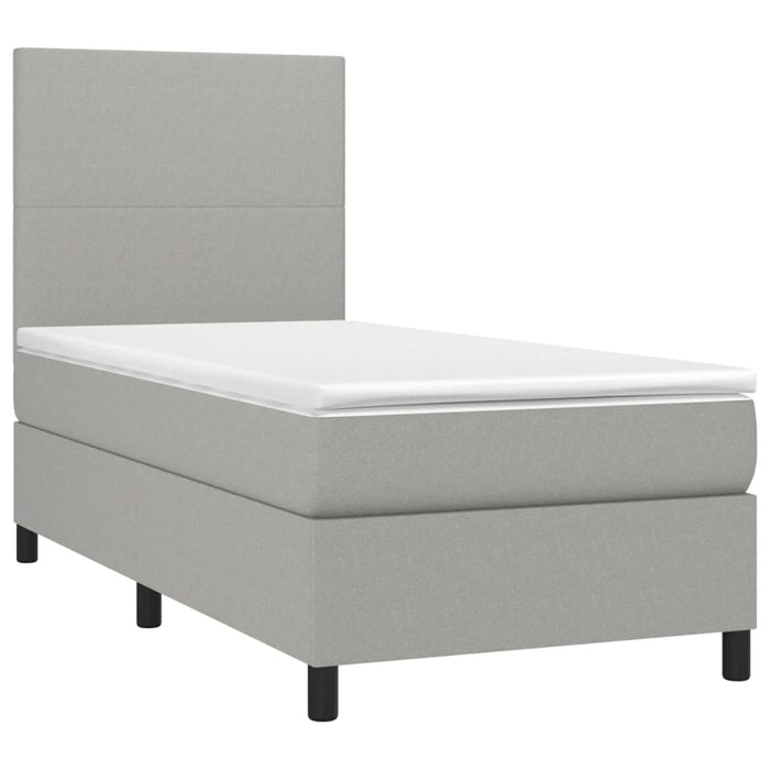 Pat cu arcuri, saltea și LED, gri deschis, 90x190 cm, textil - WALTI WALTI