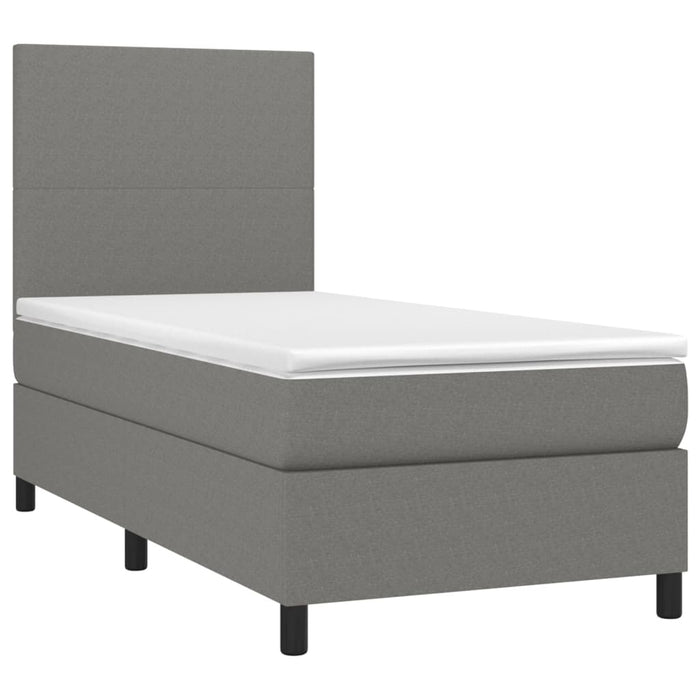 Pat cu arcuri, saltea și LED, gri închis, 90x200 cm, textil - WALTI WALTI