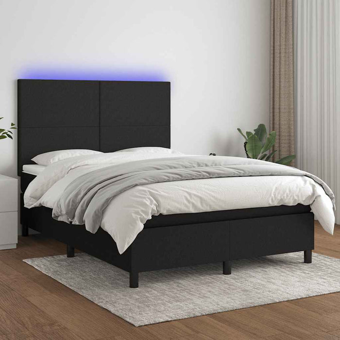 Pat cu arcuri, saltea și LED, negru, 140x190 cm, textil - WALTI WALTI