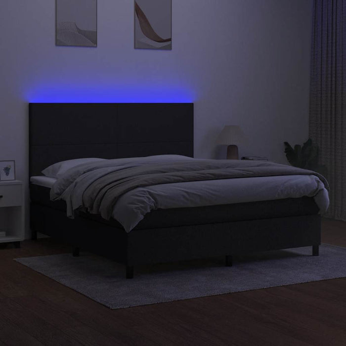 Pat cu arcuri, saltea și LED, negru, 160x200 cm, textil - WALTI WALTI
