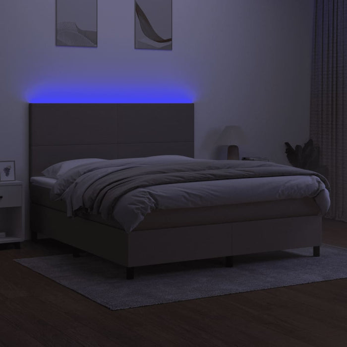Pat cu arcuri, saltea și LED, gri taupe, 180x200 cm, textil - WALTI WALTI