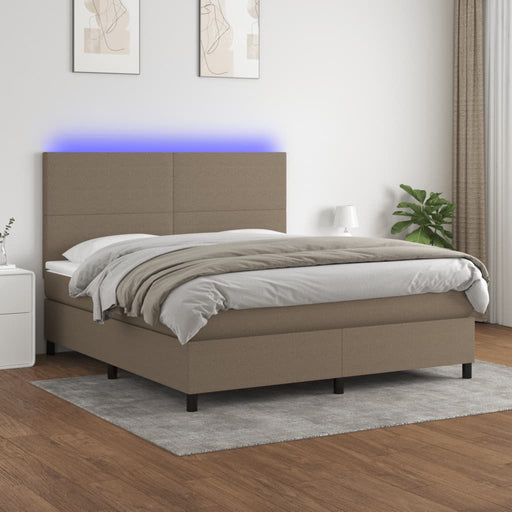 Pat cu arcuri, saltea și LED, gri taupe, 180x200 cm, textil - WALTI WALTI