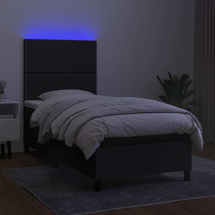 Pat cu arcuri, saltea și LED, negru, 80x200 cm, textil - WALTI WALTI