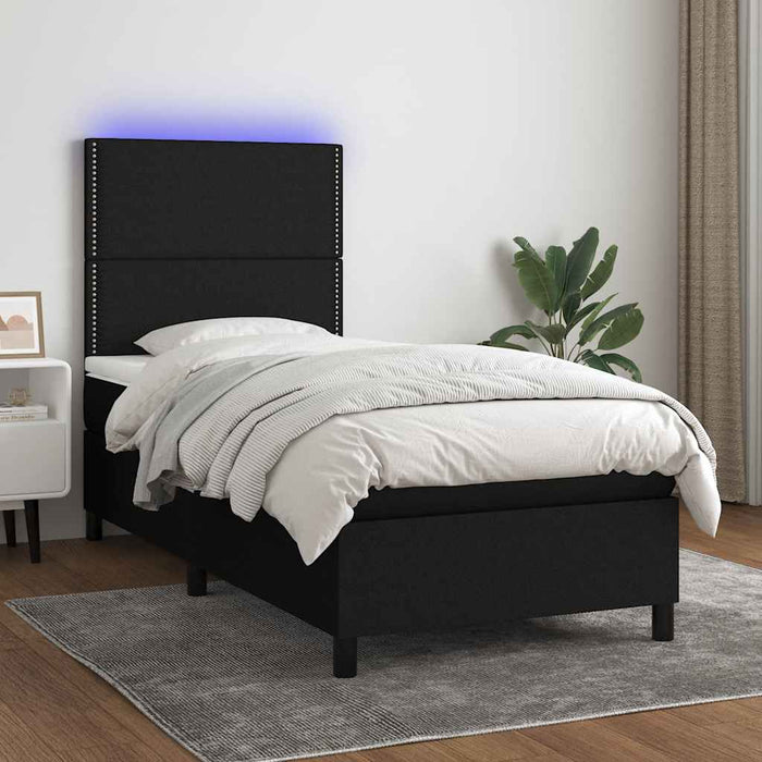 Pat cu arcuri, saltea și LED, negru, 80x200 cm, textil - WALTI WALTI