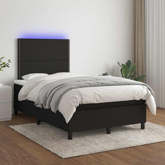 Pat cu arcuri, saltea și LED, negru, 120x200 cm, textil - WALTI WALTI